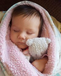 Close-up of cute baby sleeping