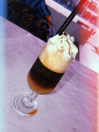 High angle view of coffee on table