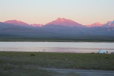 Scenic view of lake during sunset