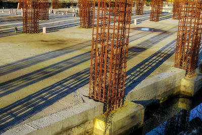 Concrete and iron pillars structure abandoned