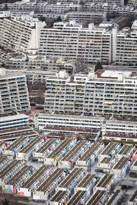 High angle view of buildings in city