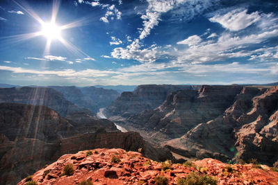 Scenic view of mountain range against sky