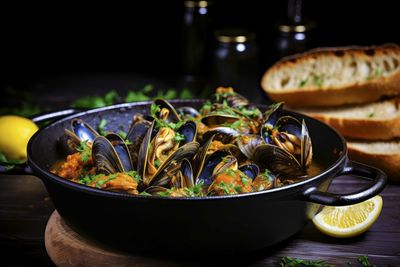 Close-up of food in bowl on table