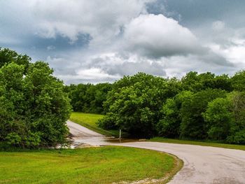 Scenic view of landscape against cloudy sky