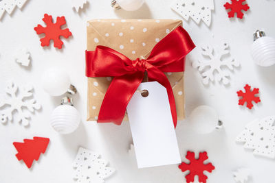 Close-up of christmas decoration on table