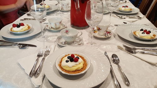 High angle view of cake on table