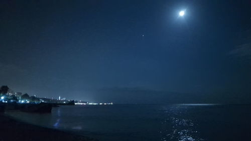 Scenic view of sea against sky at night