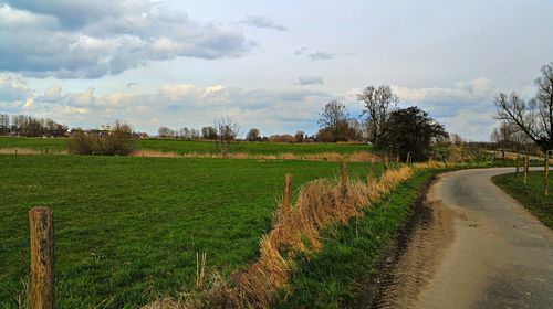 Road passing through field