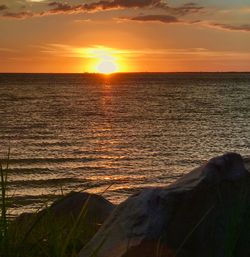 Scenic view of sea during sunset