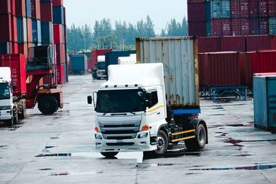 Stack of truck on road