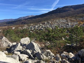 Scenic view of rocky mountains against sky