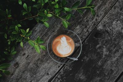 High angle view of coffee on table