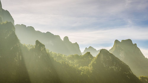 Panoramic view of mountains against sky