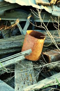 Old rusty boat in river