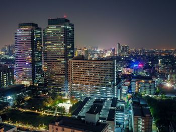 Illuminated city at night