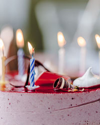 Close-up of burning candles