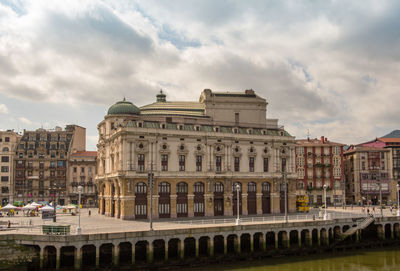 Facade of the arriaga theater, in the center of casco viejo, bilbao, spain