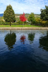 Scenic view of lake against sky