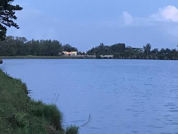 Scenic view of lake against sky
