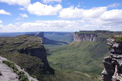 Scenic view of landscape against cloudy sky