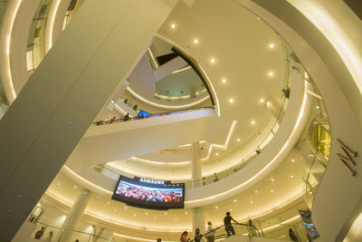 Low angle view of led tv in shopping mall