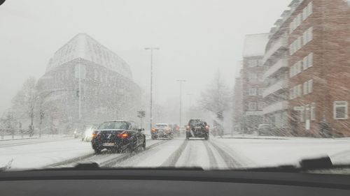 Road seen through car windshield