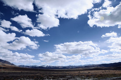 Scenic view of landscape against cloudy sky