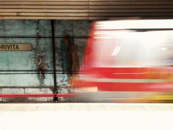 Blurred motion of subway station