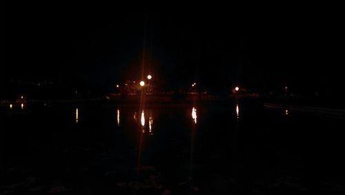 Reflection of illuminated street lights in water