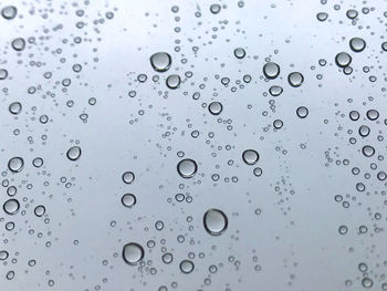 Full frame shot of water drops on window