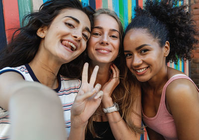 Portrait of smiling young friends