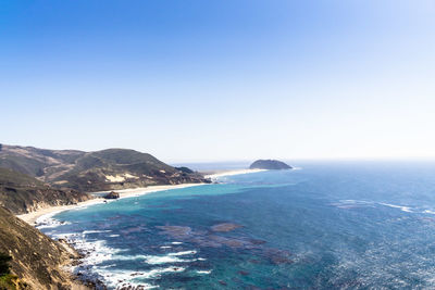 Scenic view of sea against clear sky