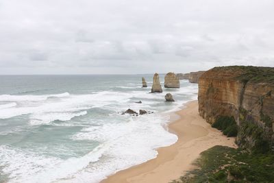 Scenic view of beach against sky
