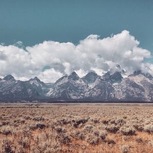 Scenic view of mountains against sky