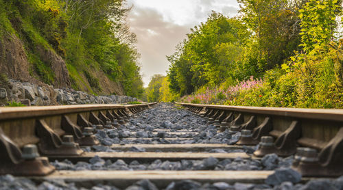 Railroad tracks on railroad track