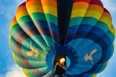 Low angle view of hot air balloon against sky