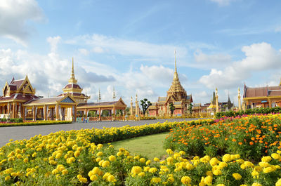 View of temple against cloudy sky