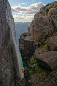 Scenic view of rocky mountains against sky