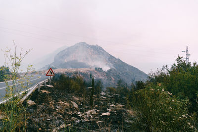 Scenic view of mountains against sky