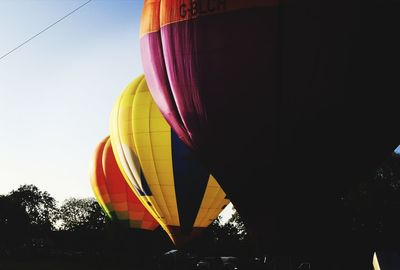 Low angle view of hot air balloon against sky