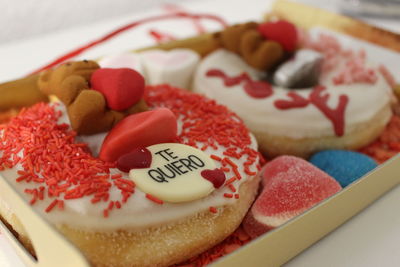 Close-up of heart shape cake