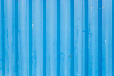 Full frame shot of blue cargo container