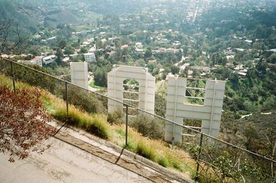 High angle view of buildings in city