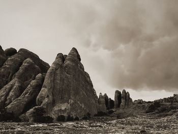 Panoramic view of rocks against sky