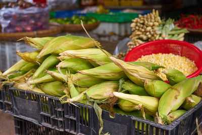 Close-up of vegetables for sale at market stall