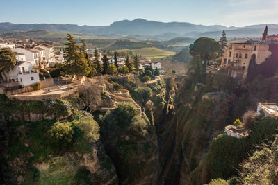 High angle view of townscape against sky