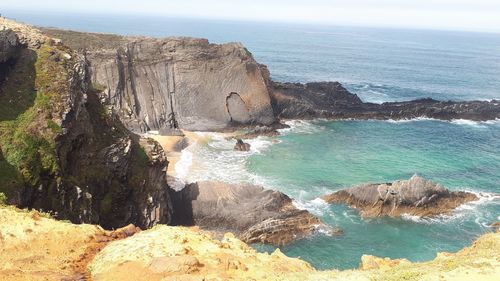 Panoramic view of sea and rocks