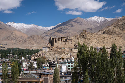 High angle view of townscape against sky