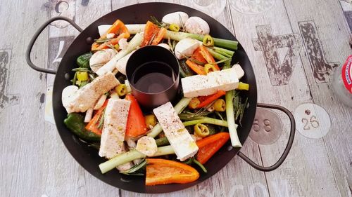 High angle view of food in container