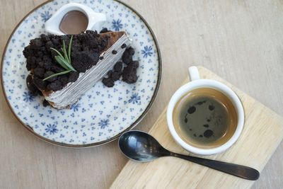 High angle view of food on table
